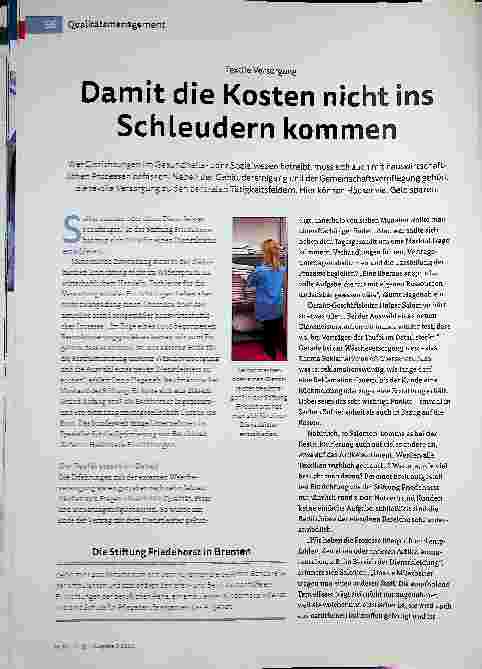 Vorschauseite 1: Textile Versorgung: Damit die Kosten nicht ins Schleudern kommen.