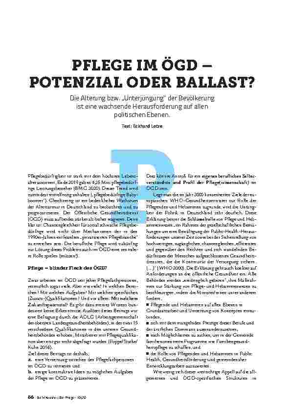 Vorschauseite 1: PFLEGE IM ÖGD – POTENZIAL ODER BALLAST?