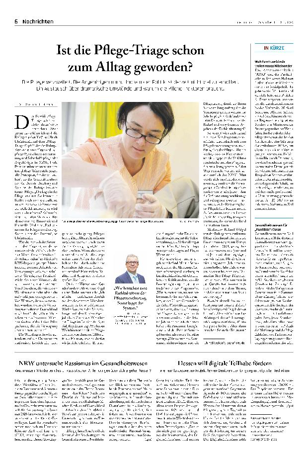 Vorschauseite 1: Ist die Pflege-Triage schon zum Alltag geworden?
