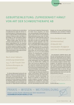Vorschauseite 1: Geburtseinleitung: Zufriedenheit hängt von Art der Schmerztherapie ab