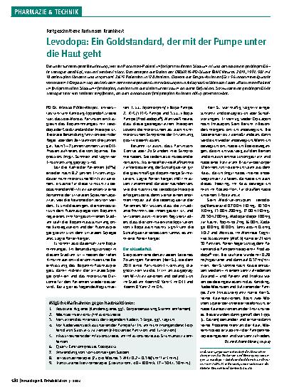 Vorschauseite 1: Levodopa: Ein Goldstandard, der mit der Pumpe unter die Haut geht
