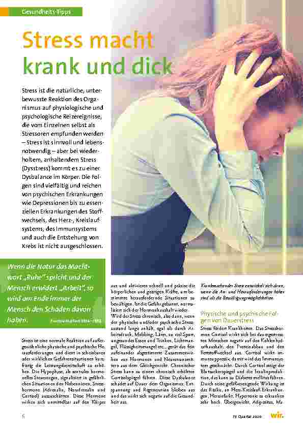 Vorschauseite 1: Stress macht krank und dick.