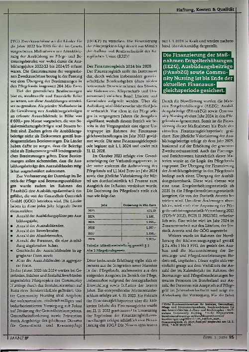 Vorschauseite 2: Die Neuerungen im Pflegefondsgesetz (PFG) infolge des Finanzausgleichs 2024-2028.
