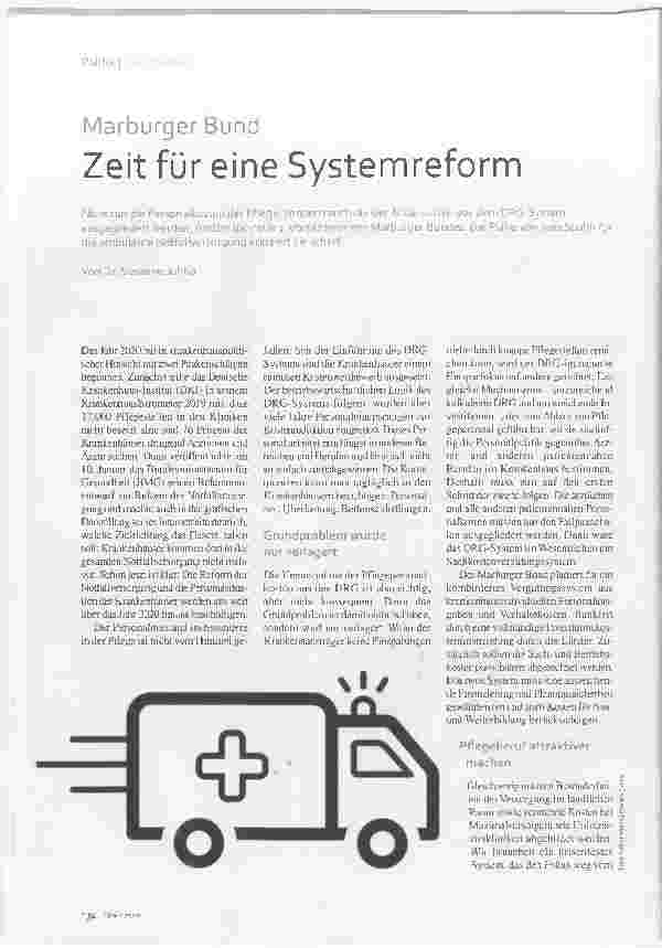 Vorschauseite 1: Marburger Bund Zeit für eine Systemreform