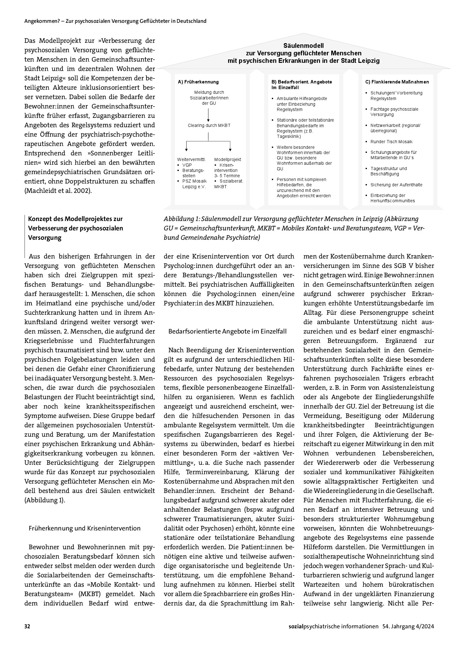 Vorschauseite 2: Krisenbewältigung vor Ort und Brücken bauen ins Regelsystem. Erste Erfahrungen eines Modellprojektes zur Stärkung der psychosozialen Versorgung von geflüchteten Menschen in der St…
