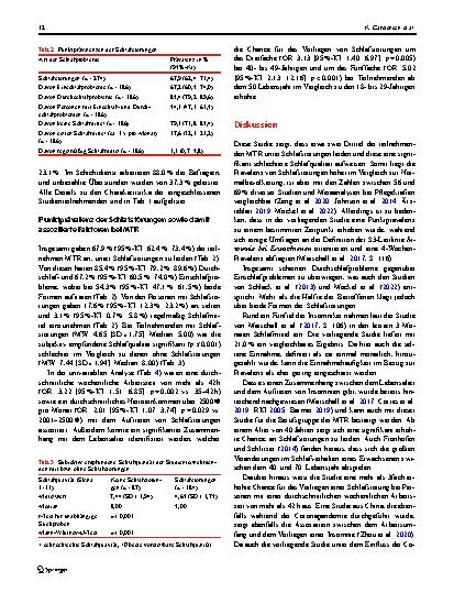 Vorschauseite 5: Schlafstörungen bei Medizinischen Technolog*innen für Radiologie in Deutschland: eine Querschnittsstudie