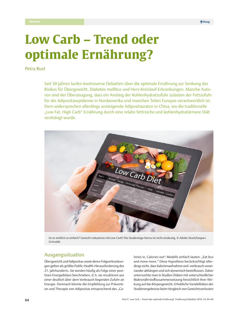 Vorschauseite 1: Low Carb – Trend oder optimale Ernährung?