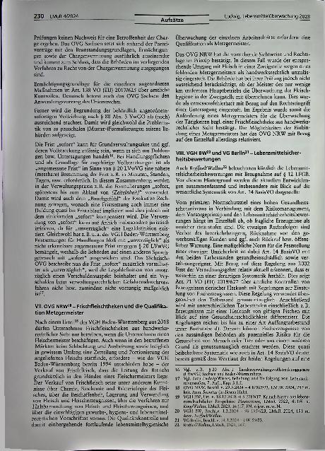 Vorschauseite 4: Jahresrückblick Rechtsprechung 2023 aus Sicht der Lebensmittelüberwachung