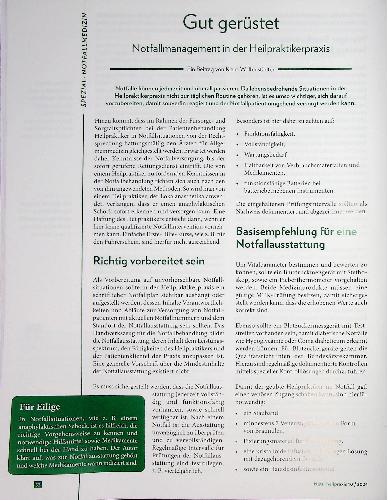 Vorschauseite 1: Gut gerüstet: Notfallmanagement in der Heilpraktikerpraxis