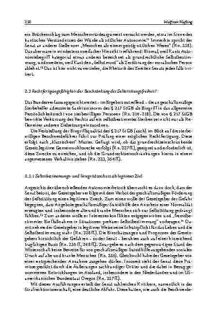 Vorschauseite 6: "Autonome Selbstbestimmung" – und was nun? Kritische Anmerkungen und rechtspolitische Fragen zum Urteil des Bundesverfassungsgerichts zu § 217 StGB