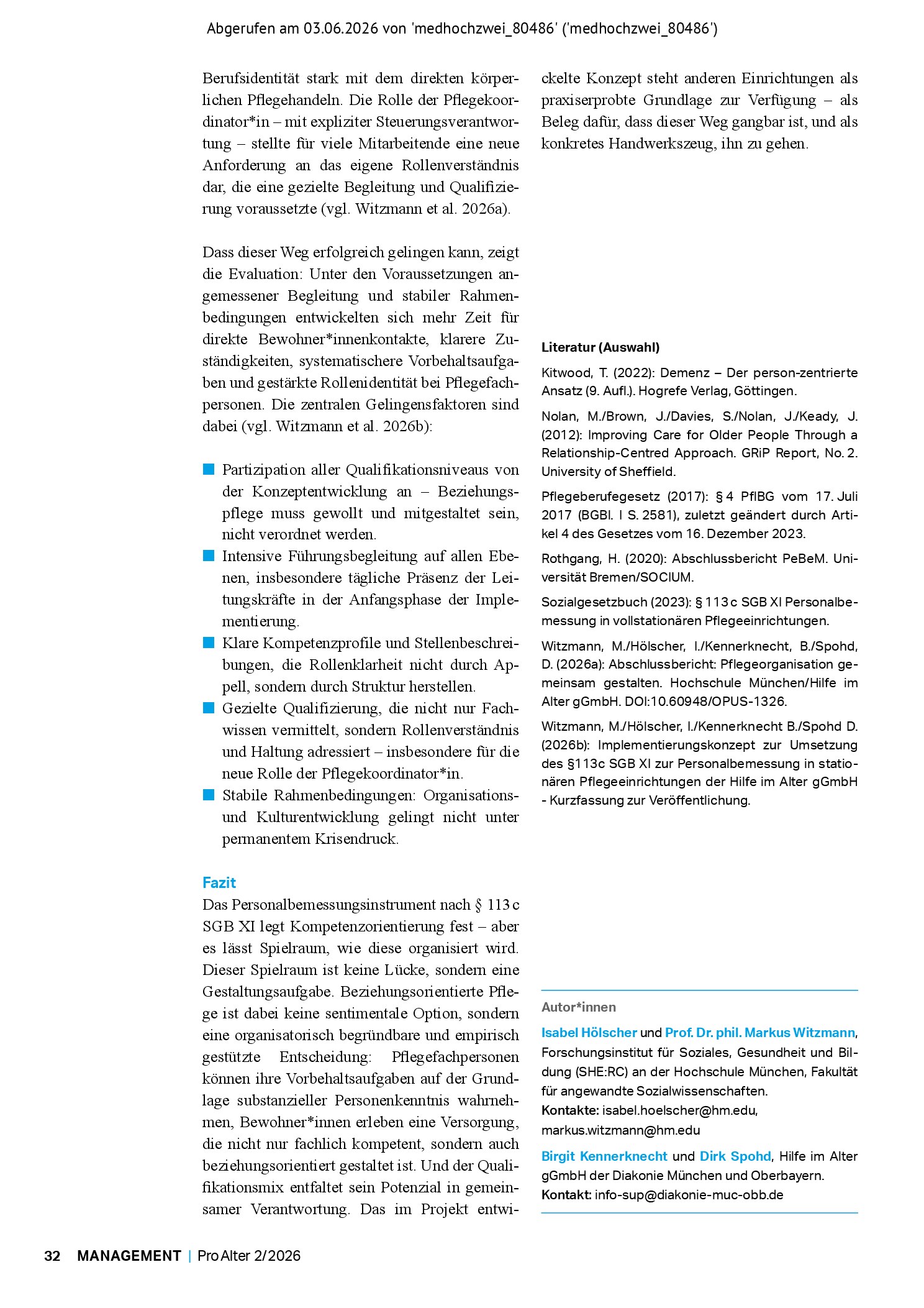 Vorschauseite 4: Beziehungsorientierte Pflege vor funktionaler Pflege? Erkenntnisse aus dem Projekt „Pflegeorganisation gemeinsam gestalten“