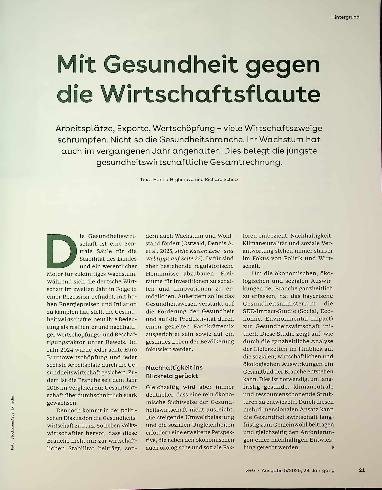 Vorschauseite 2: Hintergrund Mit Gesundheit gegen die Wirtschaftsflaute