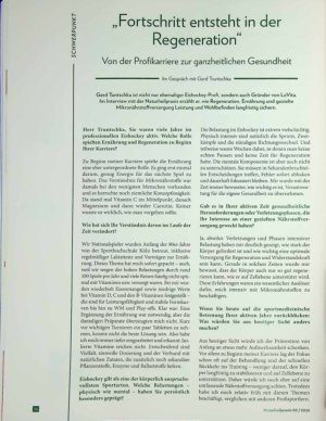 Vorschauseite 1: „Fortschritt entsteht in der Regeneration“ Von der Profikarriere zur ganzheitlichen Gesundheit