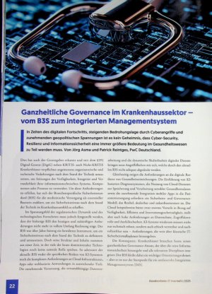 Vorschauseite 1: Ganzheitliche Governance im Krankenhaussektor - vom B3S zum integrierten Managementsystem