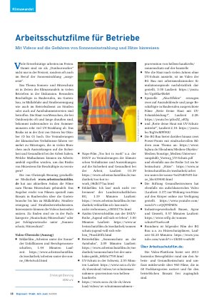 Vorschauseite 1: Arbeitsschutzfilme für Betriebe Mit Videos auf die Gefahren von Sonneneinstrahlung und Hitze hinweisen