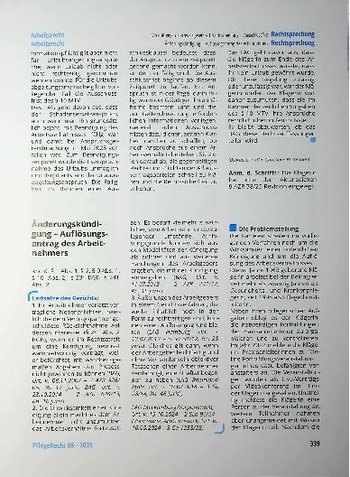 Vorschauseite 1: Änderungskündigung - Auflösungsantrag des Arbeit nehmers