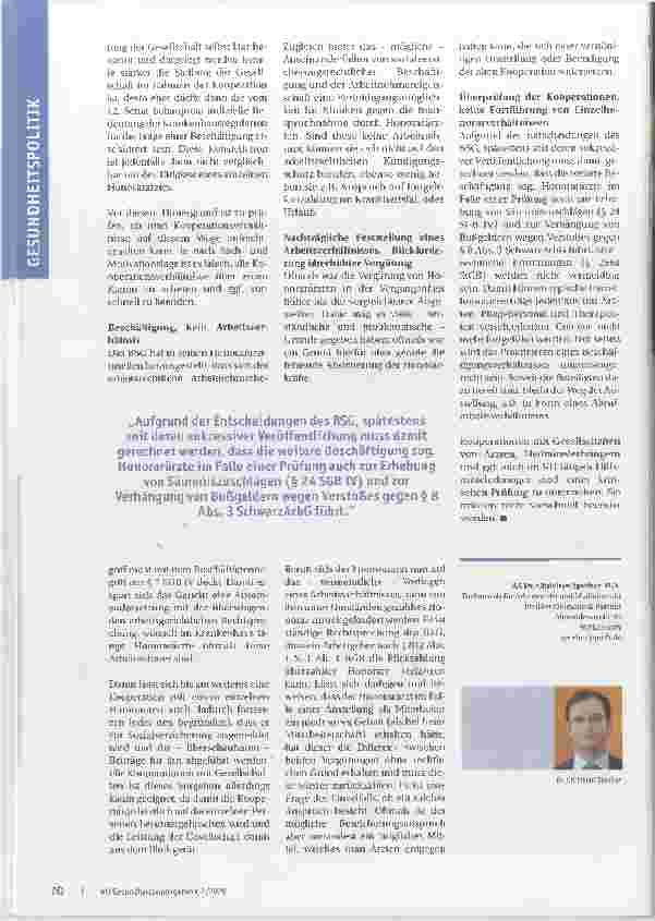 Vorschauseite 3: Reichweite der Honorararzturteile des BSG