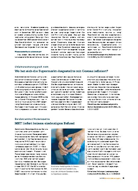 Vorschauseite 2: Rechte von Post-Covid-Betroffenen gestärkt Unfallkasse muss Verletztenrente zahlen