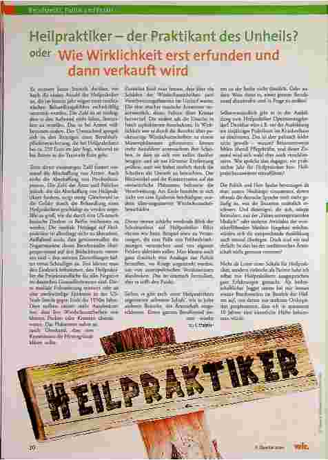 Vorschauseite 1: Heilpraktiker - der Praktikant des Unheils? oder die Wirklichkeit erst erfunden und dann verkauft wird