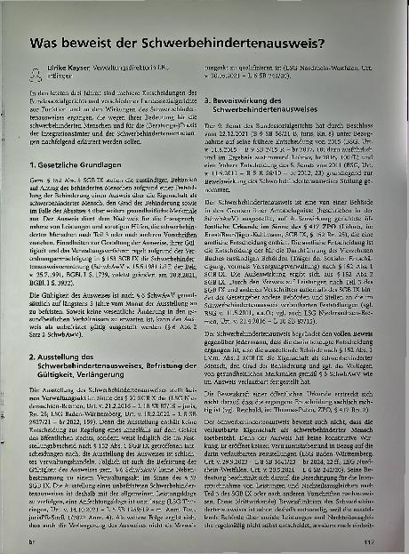 Vorschauseite 1: Was beweist der Schwerbehindertenausweis?