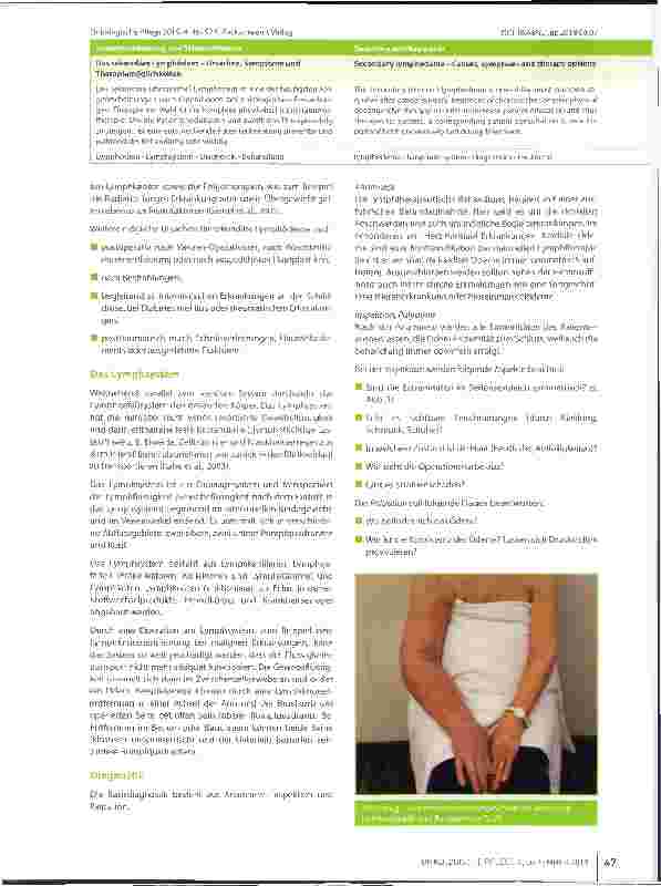 Vorschauseite 2: Das sekundäre Lymphödem - Ursachen, Symptome und Therapiemöglichkeiten