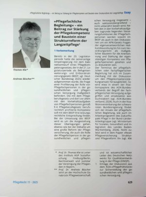 Vorschauseite 1: »Pflegefachliche Begleitung« - ein Beitrag zur Stärkung der Pflegekompetenz und Baustein einer Strukturreform der Langzeitpflege1