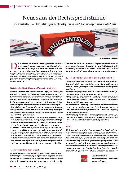 Vorschauseite 1: Neues aus der Rechtsprechstunde Brückenteilzeit – Flexibilität für Technologinnen und Technologen in der Medizin