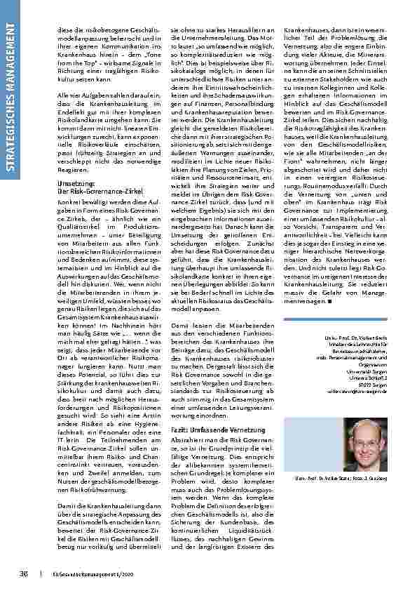 Vorschauseite 3: Strategische Risikosteuerung des Krankenhaus-Geschäftsmodells: Wie Risk Governance die Potenziale der Vernetzung nutzt
