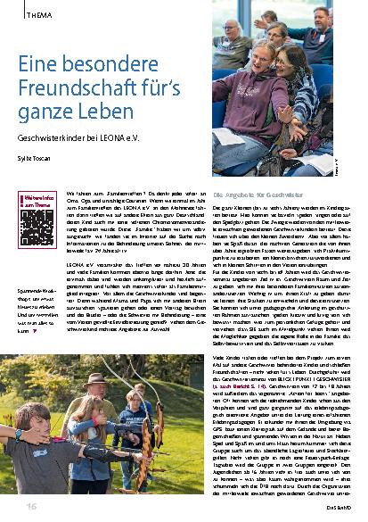 Vorschauseite 1: Eine besondere Freundschaft fürs ganze Leben: Geschwisterkinder bei LEONA e.V.