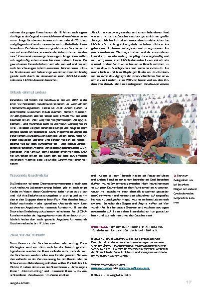 Vorschauseite 2: Eine besondere Freundschaft fürs ganze Leben: Geschwisterkinder bei LEONA e.V.