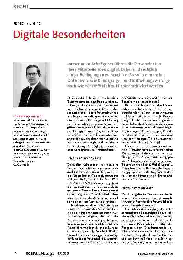 Vorschauseite 1: PERSONALAKTE Digitale Besonderheiten