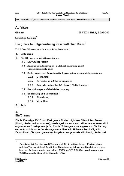 Vorschauseite 1: Die gute alte Entgeltordnung im öffentlichen Dienst