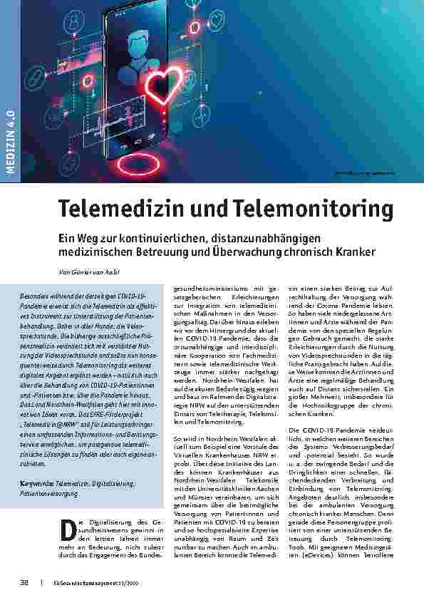 Vorschauseite 1: Telemedizin und Telemonitoring - Ein Weg zur kontinuierlichen, distanzunabhängigen medizinischen Betreuung und Überwachung chronisch Kranker.