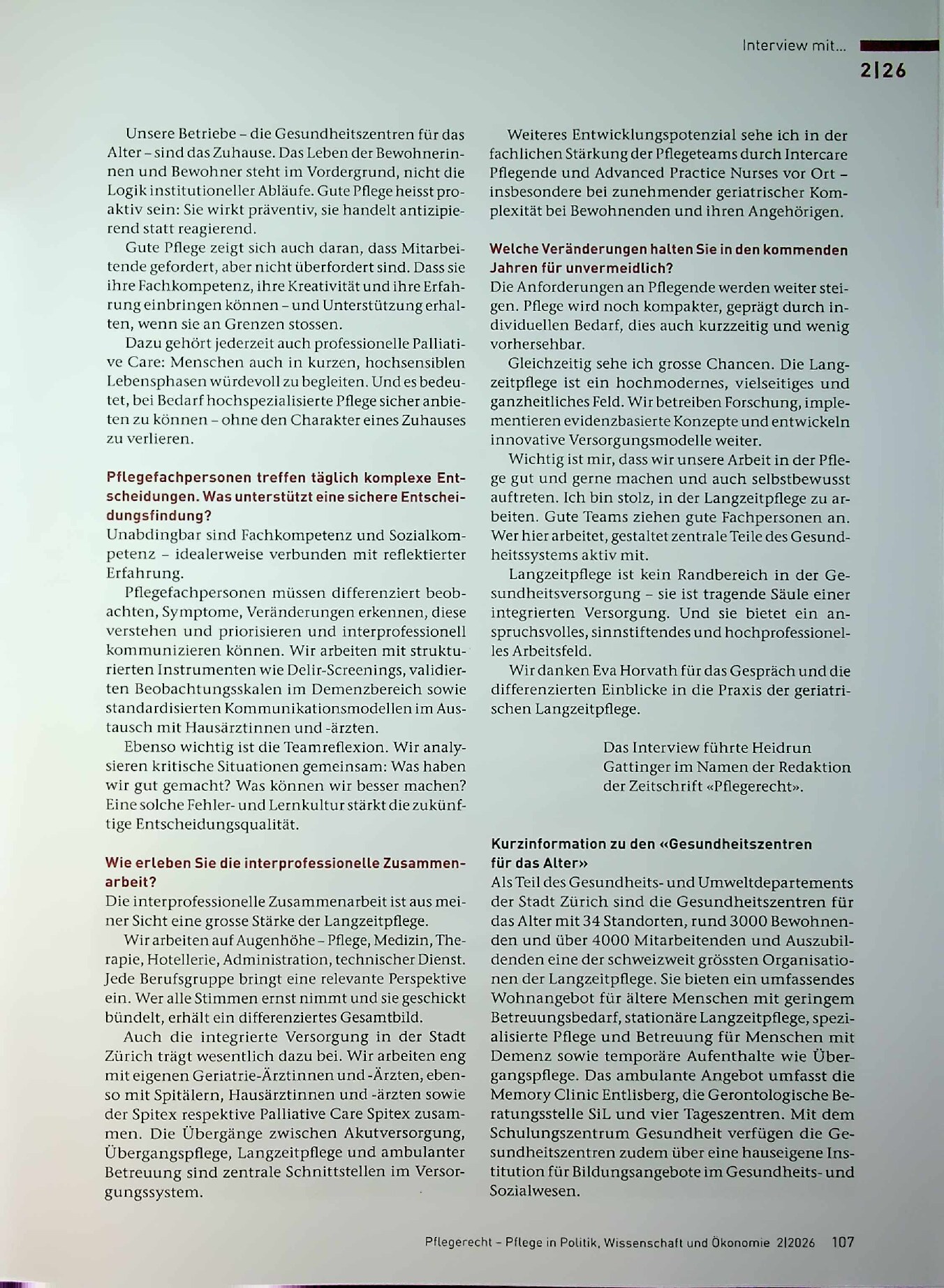 Vorschauseite 2: Langzeitpflege ist die Summe aller Fachgebiete