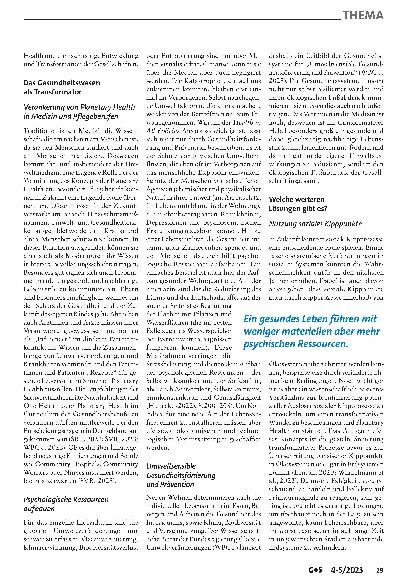 Vorschauseite 6: Klimaschutz und Nachhaltigkeit im Gesundheitswesen – Planetary Health
