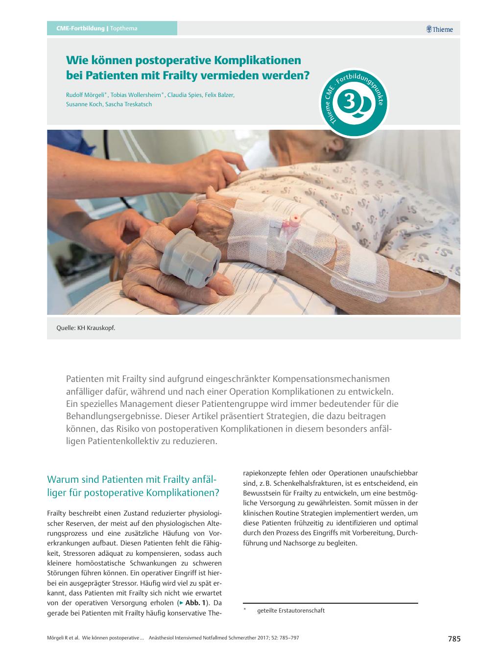 Vorschauseite 1: Wie können postoperative Komplikationen bei Patienten mit Frailty vermieden werden?
