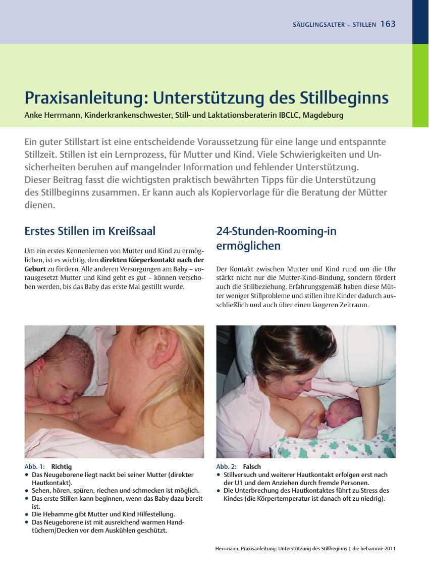 Vorschauseite 1: Praxisanleitung: Unterstützung des Stillbeginns