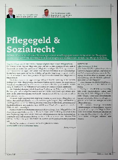 Vorschauseite 1: Entwicklungen beim Pflegegeld