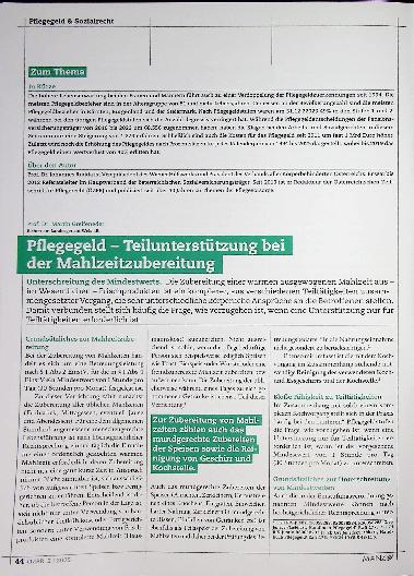 Vorschauseite 4: Entwicklungen beim Pflegegeld