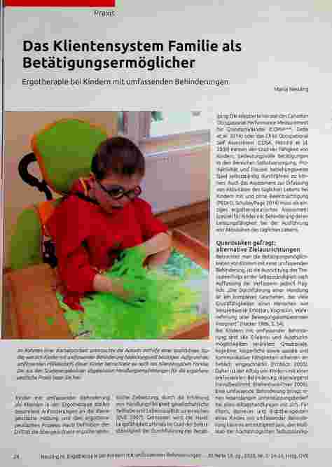 Vorschauseite 1: Das Klientensystem Familie als Betätigungsermöglicher Ergotherapie bei Kindern mit umfassenden Behinderungen