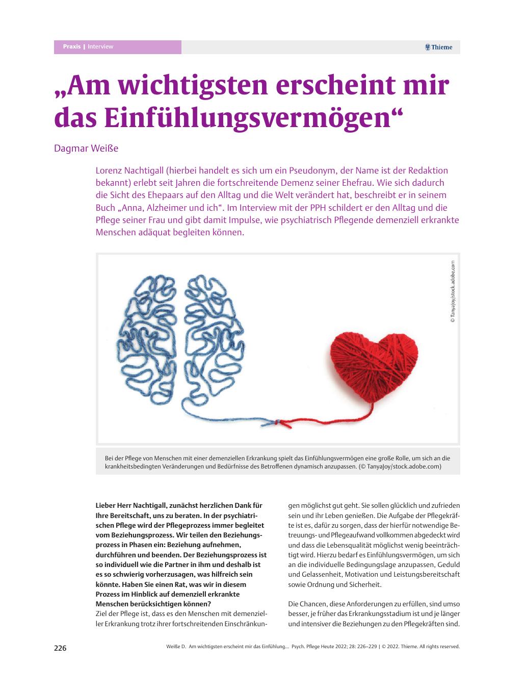 Vorschauseite 1: "Am wichtigsten erscheint mir das Einfühlungsvermögen."