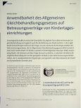 Vorschauseite 1: Anwendbarkeit des Allgemeinen Gleichbehandlungsgesetzes auf Betreuungsverträge von Kindertageseinrichtungen