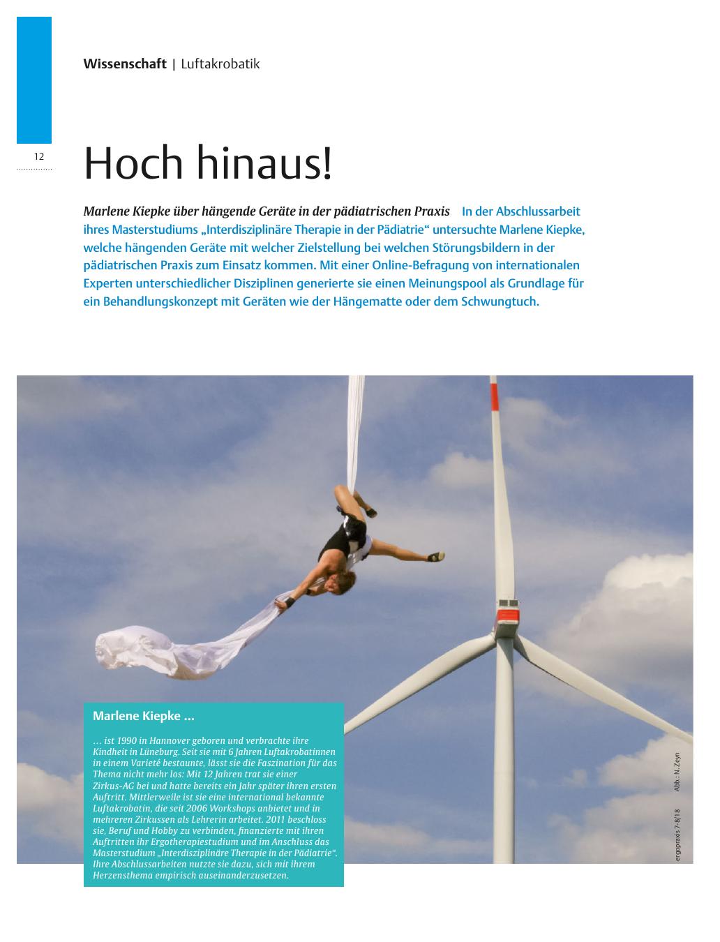Vorschauseite 1: Marlene Kiepke über hängende Geräte in der pädiatrischen Praxis ? Hoch hinaus!