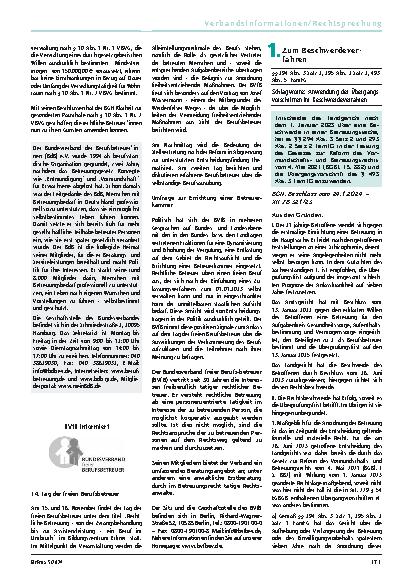 Vorschauseite 2: BGT informiert: 1. Zum Beschwerdeverfahren 2. Zur Zwangsbehandlung