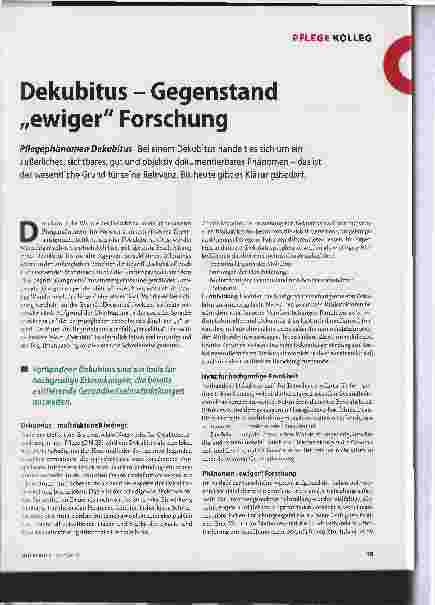 Vorschauseite 1: Dekubitus - Gegenstand „ewiger" Forschung