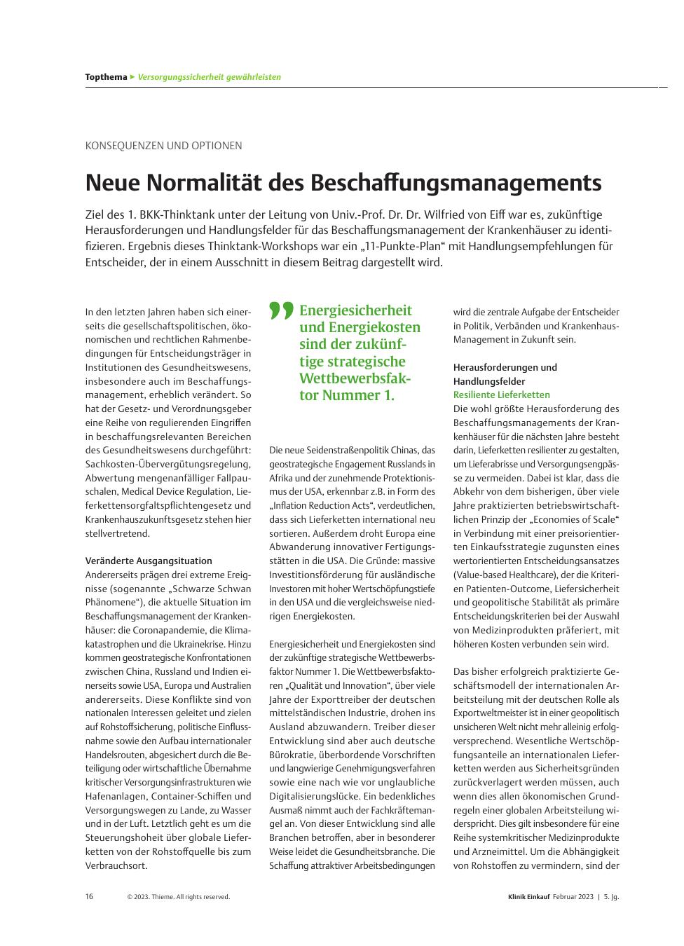 Vorschauseite 1: Konsequenzen und Optionen: Neue Normalität des Beschaffungsmanagements