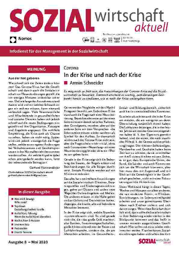Vorschauseite 1: Corona in der Krise und nach der Krise