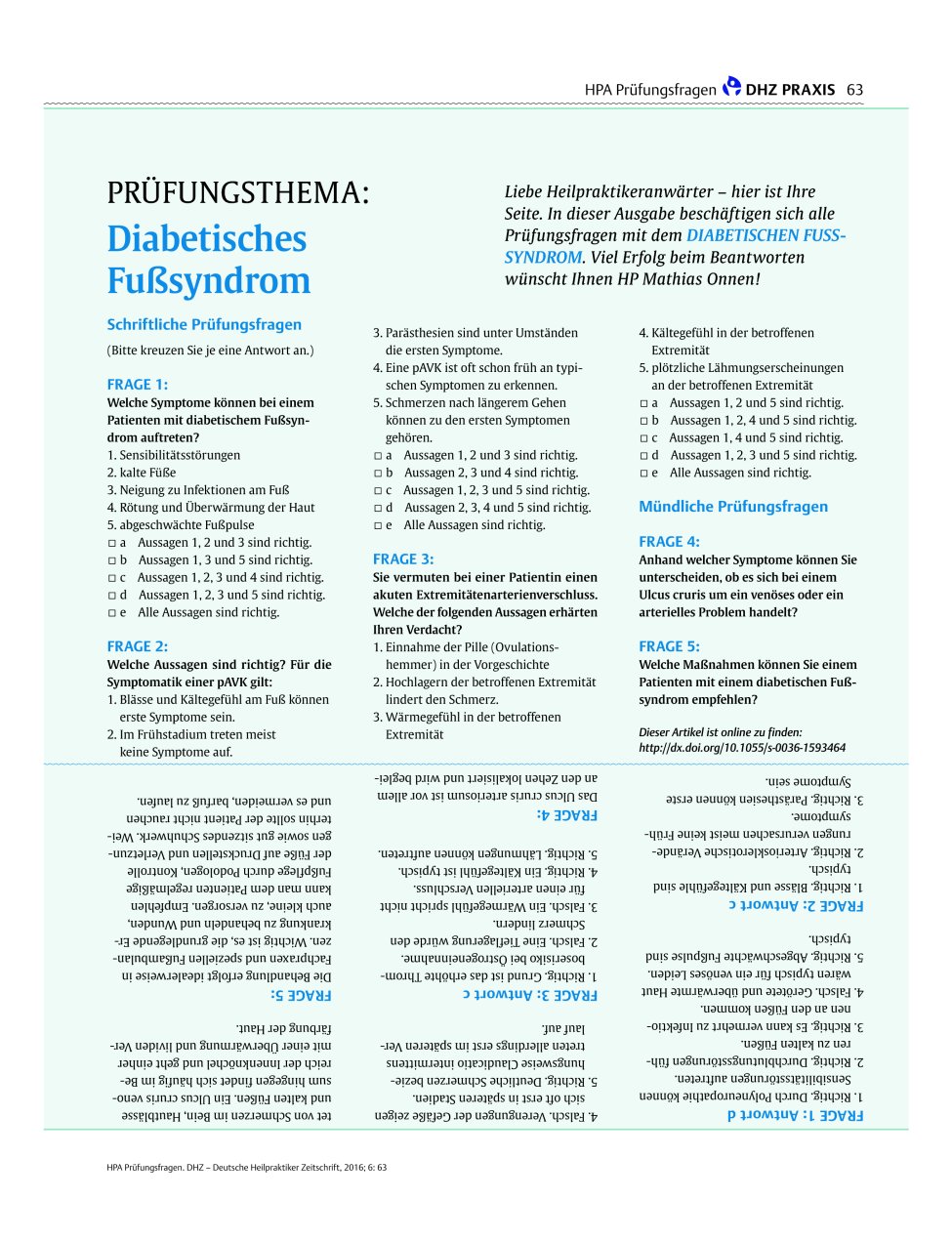 Vorschauseite 1: Prüfungsthema: Diabetisches Fußsyndrom