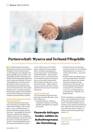 Vorschauseite 1: Partnerschaft: Myneva und Verbund Pflegehilfe