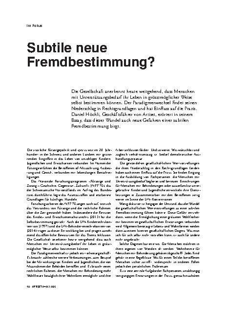 Vorschauseite 1: Subtile neue Fremdbestimmung?